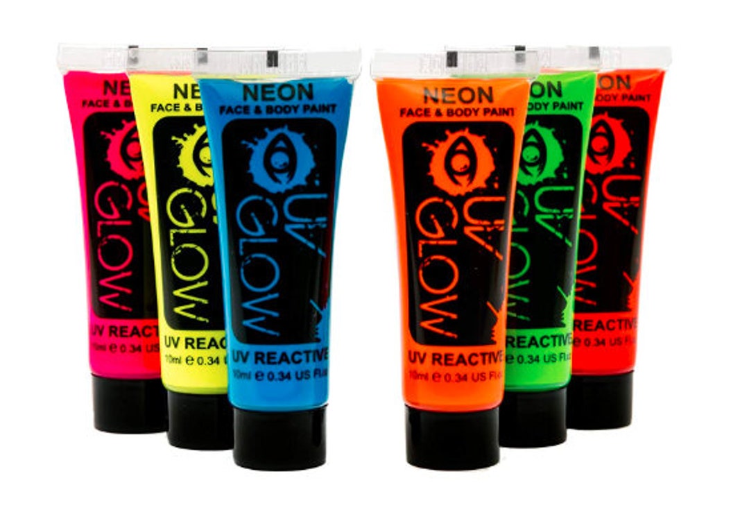 UV Glow Blacklight Face and Body Paint - Set of 6 Tubes - Neon ...