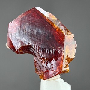 Phenomenal Fiery Ruby-Red Vanadinite Floater Crystal – Exceptional Transparency & Intense Amber-Orange Glow