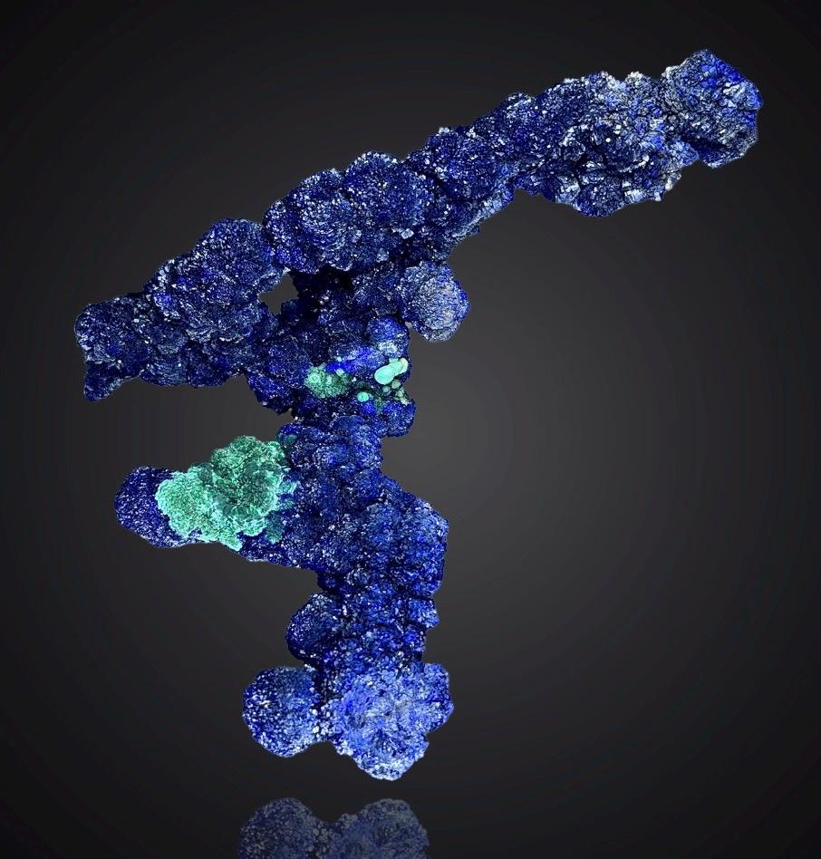 Azurite with malachite Stalactite on quartz in Perfect Conditions