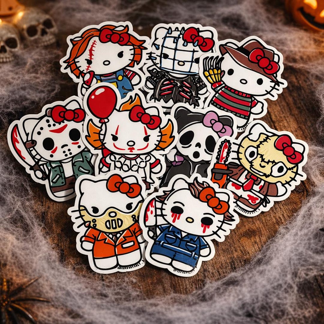 Kawaii Horror Cat Sticker | Spooky Cute Vinyl Decal | Gothic Aesthetic ...