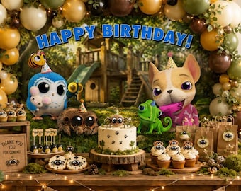 Lucas the Spider Birthday Backdrop | Printable Party Banner | Kids Photo Booth Backdrop | Woodland Birthday Decor | Instant Download