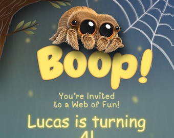 Editable Lucas the Spider Birthday Invitation | Printable Party Invite | Woodland Spider Theme | Canva Template | Instant Download