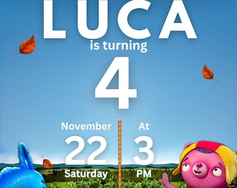 Zaproszenie urodzinowe Tumble Leaf | Wydrukowane zaproszenie cyfrowe | E-zaproszenie na przyjęcie dla dzieci | Spersonalizowana kartka urodzinowa | Natychmiastowe pobranie