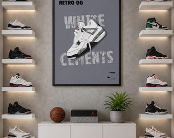4's (Fours) Sneaker Wall Art | Digital Download PNG | Sneaker Poster | Streetwear Wall Decor | Printable Sneaker Artwork | Sneakerhead Gift