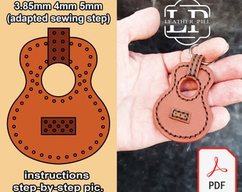 Guitar Keychain Leather Key Ring Model PDF Svg Ai Cdr Template all types of chisels 3.85mm 4mm 5mm