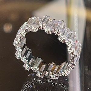 Emerald cut diamond-cz band