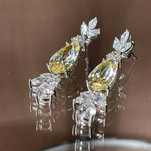 Canary yellow diamond cz earrings