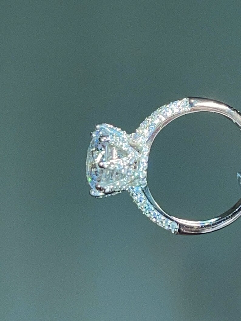 Rhodium Plated 4mm Solitaire CZ Ring with CZ Band