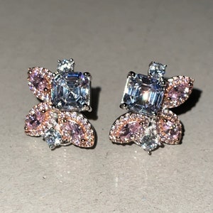 Asscher cut diamond-cz earrings