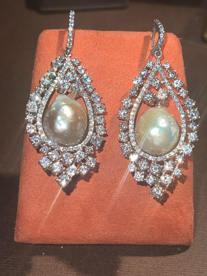Earrings - Patterned Front Pearl Drop main image 1