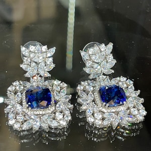 Sapphire-lab diamond cz earrings