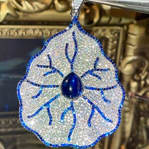 Sapphire diamond cz necklace