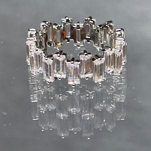 Emerald cut diamond cz band