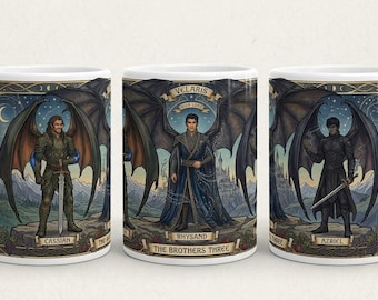 Taza de cerámica de los Hermanos Ilirios / Estampado Art Nouveau inspirado en la Corte Nocturna (325 ml, 444 ml)