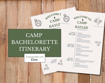 Camp Bachelorette Itinerary, Last Trail Before The Veil, Camp Bachelorette Party Invitation, Mountain Bachelorette, Lake Bachelorette