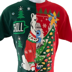 YETI BEAR 1 (Medium), Christmas, one of a kind, custom, handmade upcycled t shirt