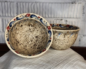 Rosemaled, Hand-thrown, Ceramic Bowl