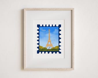 Vintage Paris Stamp Art Print