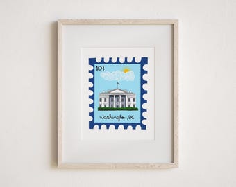 Vintage White Retro House Giclée Art Print