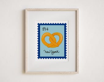 Stamp-inspired New York Pretzel Art Print