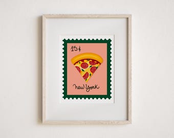Stamp-inspired New York Pizza Art Print