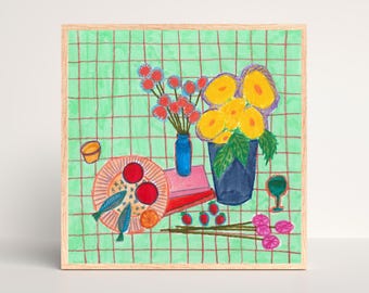 Sunflower Still Life Giclée Art Print: Vibrant Kitchen Decor