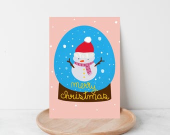Snowman Globe Christmas Card: Blank Inside, Matte Photo Paper