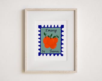 Vintage Oranges Stamp Giclée Art Print