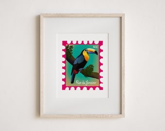Vintage Stamp Rio de Janeiro Toucan Art Print