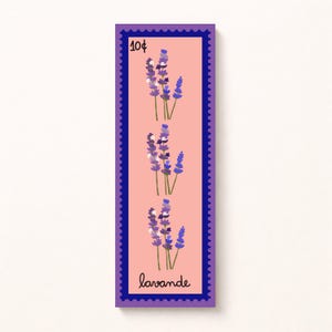 Stamp-inspired bookmarks - Mediterranean style - Lavender, Cherries, Oranges, Mandarins, Lemons, and Tomatoes. Lavande