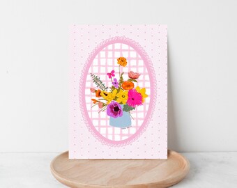 Floral Bouquet A2 Greeting Card: Blank Inside