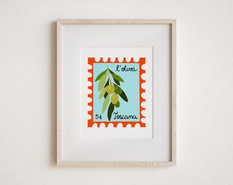 Vintage Olives Stamp Giclée Art Print