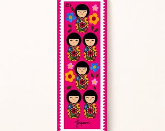 Japanese Stamp Bookmark – 2x6 Laminated Bookmarks with Cultural Flair