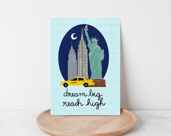 Dream Big, Reach High A2 Greeting Card - Uplifting Blank Inside Card - New Yorker gift