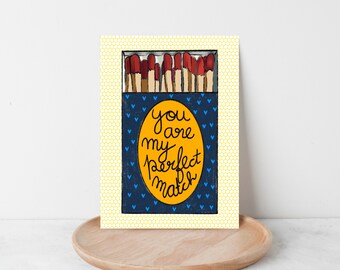 You're My Match Card - Vintage Matches Blank Greeting Card