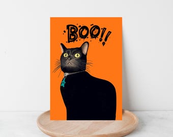 Black Cat “Boo!!” Halloween Greeting Card