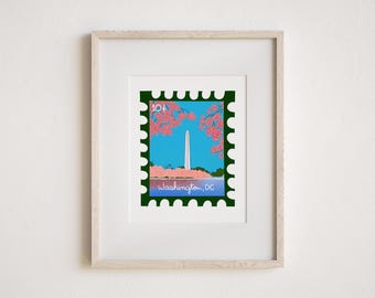 Vintage Stamp Washington Monument Art Print