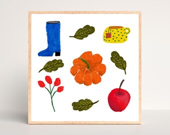 Vibrant Pumpkin Giclée Art Print - Kitchen decor gift