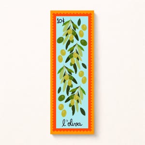 Stamp-inspired bookmarks - Mediterranean style - Lavender, Cherries, Oranges, Mandarins, Lemons, and Tomatoes. L’oliva