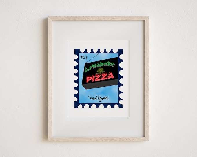 Featured listing image: Vintage Stamp NYC Artichoke Pizza Art Print