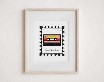 Time Machine – Cassette Tape Stamp Art Print