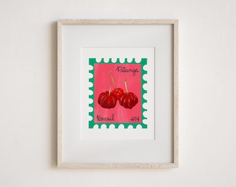 Vintage Stamp Brazilian Pitanga fruit Art Print