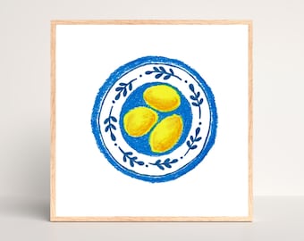 Mediterranean Lemons Giclée Art Print - Kitchen decor gift - Dinner wall art