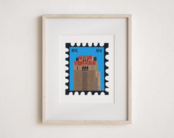 New Yorker Hotel – Vintage Stamp Art Print