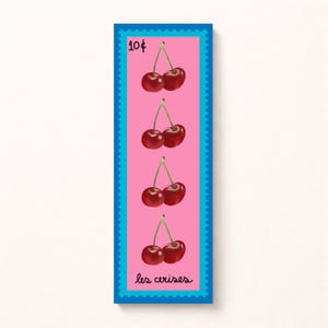 Stamp-inspired bookmarks - Mediterranean style - Lavender, Cherries, Oranges, Mandarins, Lemons, and Tomatoes. Les cerises