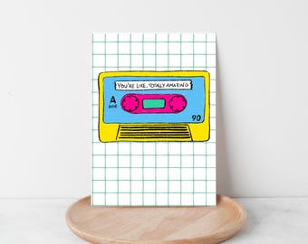 80's Vibe Birthday A2 Greeting card - 2 designs variations - Blank Inside Card