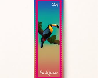 Brazilian Stamp Bookmark – Laminated 2x6 Vibrant Tropical Designs