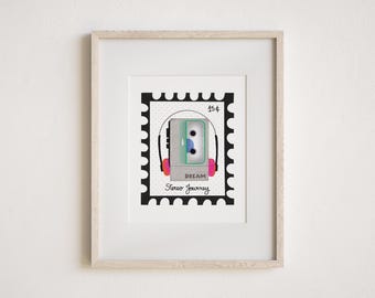 Stereo Journey – Walkman Stamp Art Print