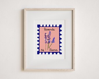 Vintage Lavender Stamp Giclée Art Print