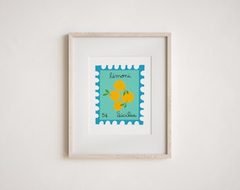 Vintage Limoni Stamp Giclée Art Print